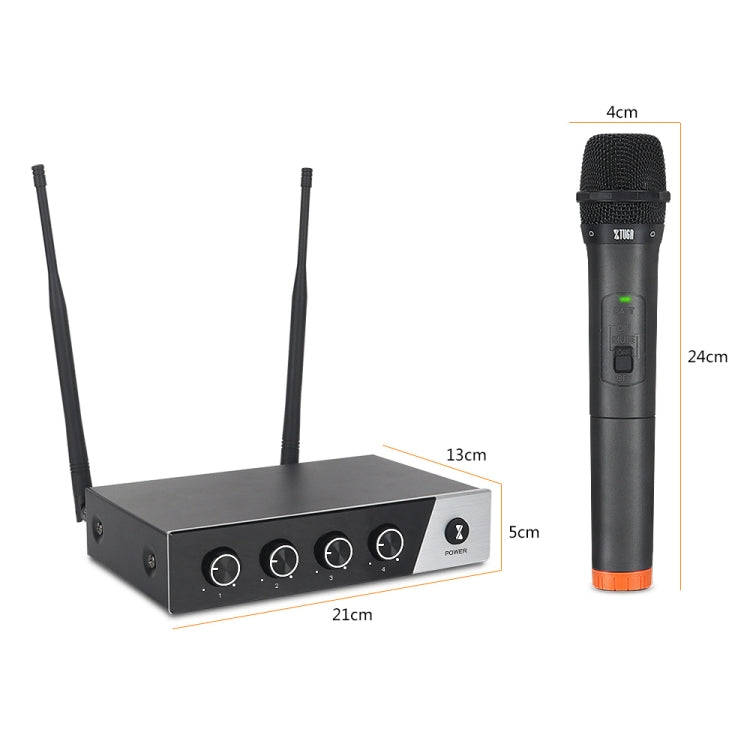 XTUGA S400 Professional 4-Channel UHF Wireless Microphone System with 4 Handheld Microphone(UK Plug) - Microphone by XTUGA | Online Shopping UK | buy2fix