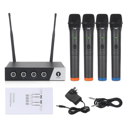 XTUGA S400 Professional 4-Channel UHF Wireless Microphone System with 4 Handheld Microphone(US Plug) - Microphone by XTUGA | Online Shopping UK | buy2fix