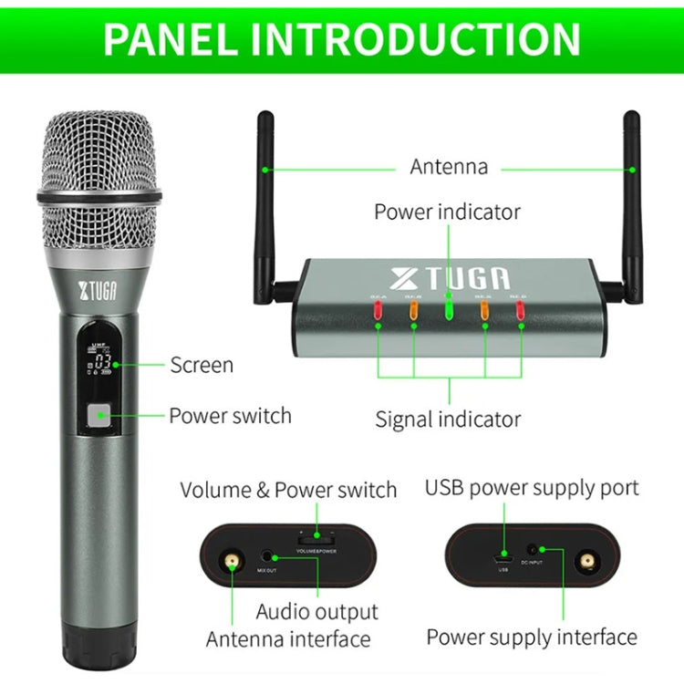 XTUGA U-F4600 Professional 4-Channel UHF Wireless Microphone System with 4 Handheld Microphone(AU Plug) - Microphone by XTUGA | Online Shopping UK | buy2fix