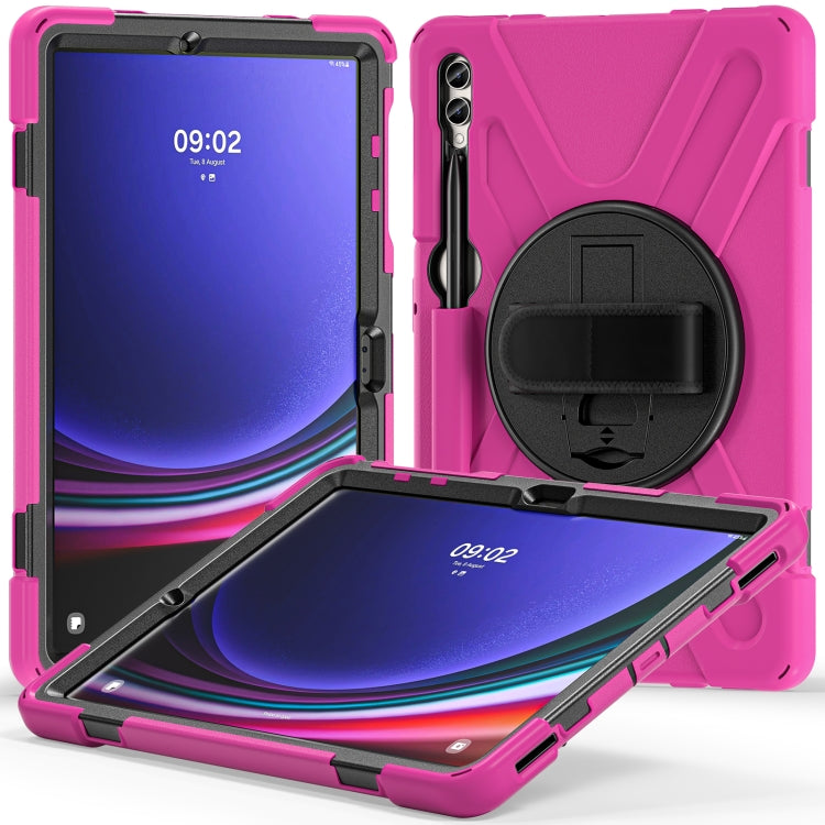 For Samsung Galaxy Tab S9+ / S8+ Rotary Handle Grab TPU + PC Tablet Case(Rose Red) - Galaxy Tab S9+ Cases by buy2fix | Online Shopping UK | buy2fix