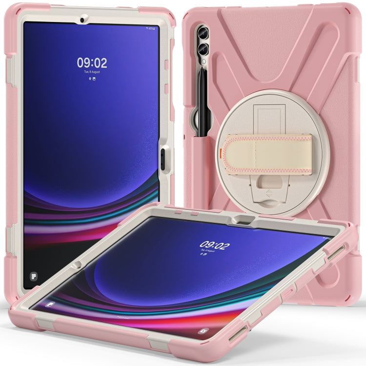 For Samsung Galaxy Tab S9+ / S8+ Rotary Handle Grab TPU + PC Tablet Case(Pink) - Galaxy Tab S9+ Cases by buy2fix | Online Shopping UK | buy2fix