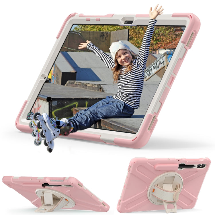 For Samsung Galaxy Tab S9+ / S8+ Rotary Handle Grab TPU + PC Tablet Case(Pink) - Galaxy Tab S9+ Cases by buy2fix | Online Shopping UK | buy2fix