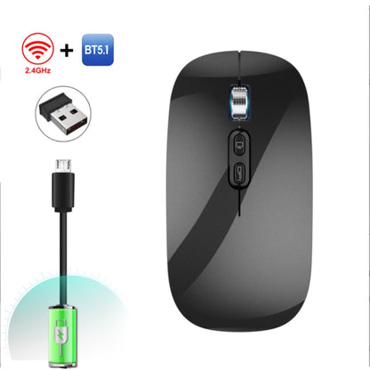 HXSJ M103 1600DPI UV Dual Mode 2.4GHz + Bluetooth 5.1 Wireless Rechargeable Mouse(Black) - Wireless Mice by HXSJ | Online Shopping UK | buy2fix