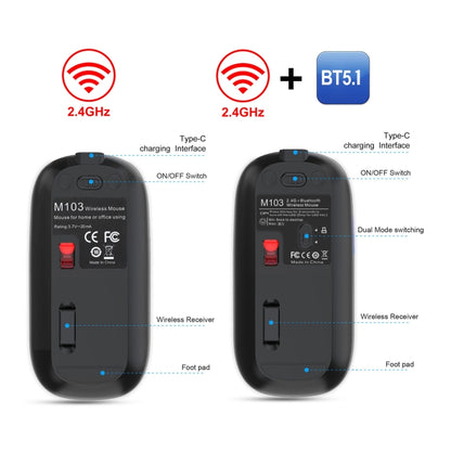 HXSJ M103 1600DPI 2.4GHz Wireless Rechargeable Mouse(Silver) - Wireless Mice by HXSJ | Online Shopping UK | buy2fix