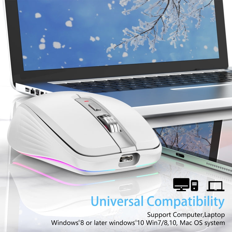 HXSJ M303 2400DPI Dual Mode 2.4GHz + Bluetooth 5.1 Wireless Mouse(White) - Wireless Mice by HXSJ | Online Shopping UK | buy2fix