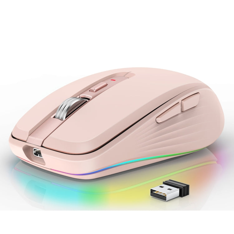 HXSJ M303 2400DPI Dual Mode 2.4GHz + Bluetooth 5.1 Wireless Mouse(Pink) - Wireless Mice by HXSJ | Online Shopping UK | buy2fix