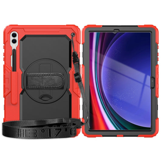 For Samsung Galaxy Tab S10+ / S9+ / S9 FE+ Lucky Wheel Grip Silicone Hybrid PC Tablet Case with Shoulder Strap(Red+Black) by buy2fix