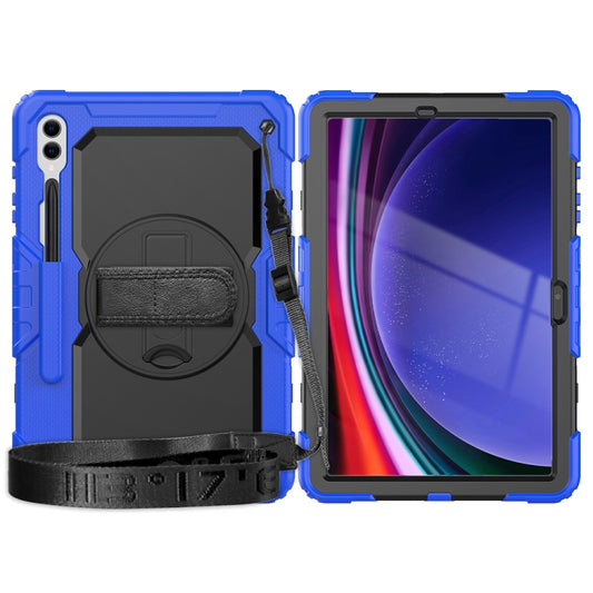 For Samsung Galaxy Tab S10+ / S9+ / S9 FE+ Lucky Wheel Grip Silicone Hybrid PC Tablet Case with Shoulder Strap(Dark Blue+Black) by buy2fix
