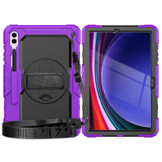 For Samsung Galaxy Tab S10+ / S9+ / S9 FE+ Lucky Wheel Grip Silicone Hybrid PC Tablet Case with Shoulder Strap(Purple+Black) by buy2fix