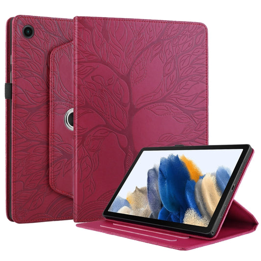 For Lenovo Tab M10 Plus 10.6 3rd Gen Tree Life Embossed Rotation Leather Smart Tablet Case(Red) by buy2fix
