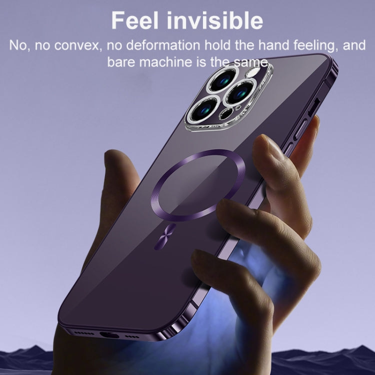 For iPhone 13 Pro MagSafe Magnetic Stainless Steel Frame Transparent TPU Phone Case(Dark Purple) - iPhone 13 Pro Cases by buy2fix | Online Shopping UK | buy2fix