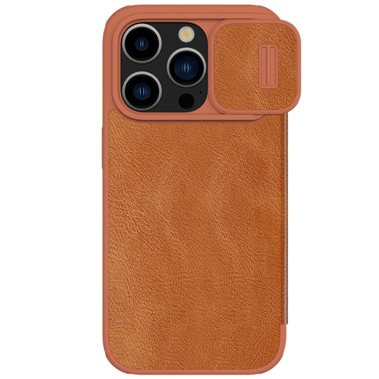 For iPhone 15 Pro Max NILLKIN QIN Series Pro Sliding Camera Cover Design Leather Phone Case(Brown) - iPhone 15 Pro Max Cases by NILLKIN | Online Shopping UK | buy2fix