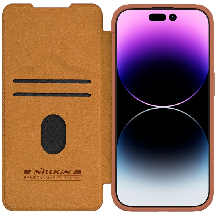 For iPhone 15 Pro Max NILLKIN QIN Series Pro Sliding Camera Cover Design Leather Phone Case(Brown) - iPhone 15 Pro Max Cases by NILLKIN | Online Shopping UK | buy2fix