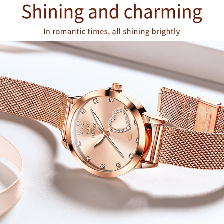 OLEVS 5189 Women Heart Shape Waterproof Quartz Watch(Rose Gold) - Metal Strap Watches by OLEVS | Online Shopping UK | buy2fix