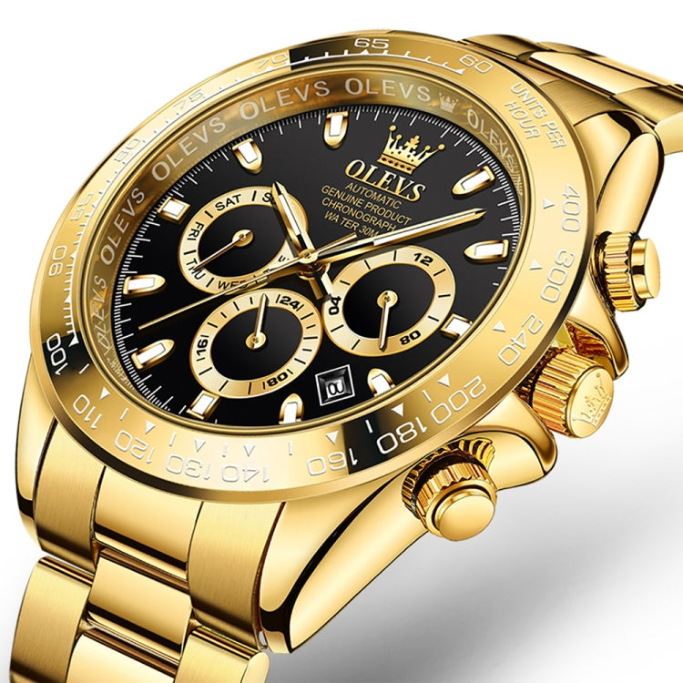 OLEVS 6638 Men Multifunctional Luminous Waterproof Mechanical Watch(Black) - Metal Strap Watches by OLEVS | Online Shopping UK | buy2fix