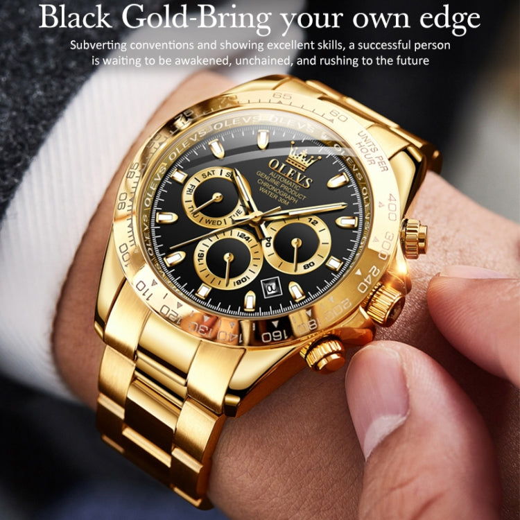 OLEVS 6638 Men Multifunctional Luminous Waterproof Mechanical Watch(Black) - Metal Strap Watches by OLEVS | Online Shopping UK | buy2fix