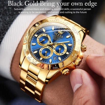 OLEVS 6638 Men Multifunctional Luminous Waterproof Mechanical Watch(Blue) - Metal Strap Watches by OLEVS | Online Shopping UK | buy2fix