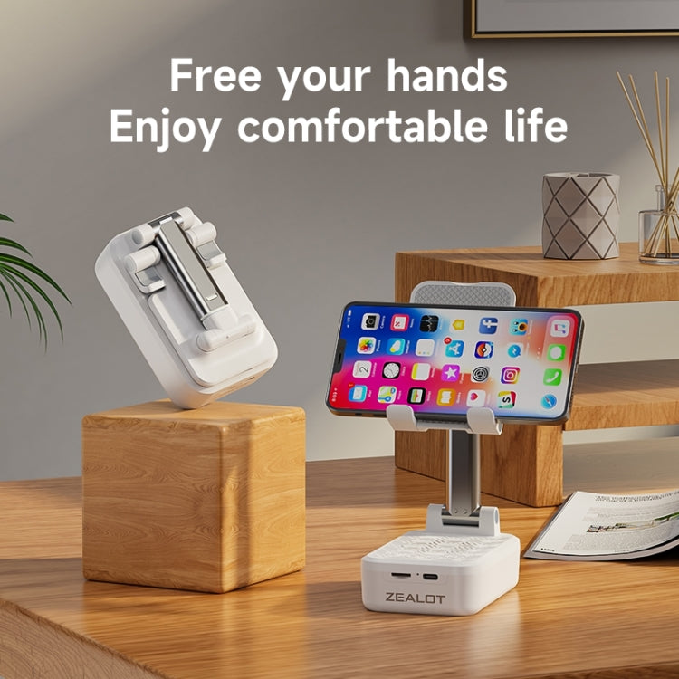 Zealot Z7 2 in 1 Foldable Phone Holder with Wireless Bluetooth Speaker(White) - Desktop Holder by ZEALOT | Online Shopping UK | buy2fix