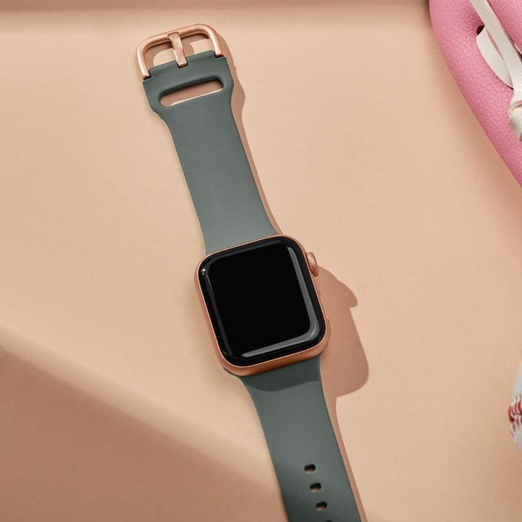 For Apple Watch Ultra 2 49mm Pin Buckle Silicone Watch Band(Olive) by buy2fix