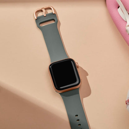For Apple Watch Series 9 41mm Pin Buckle Silicone Watch Band(Olive) by buy2fix