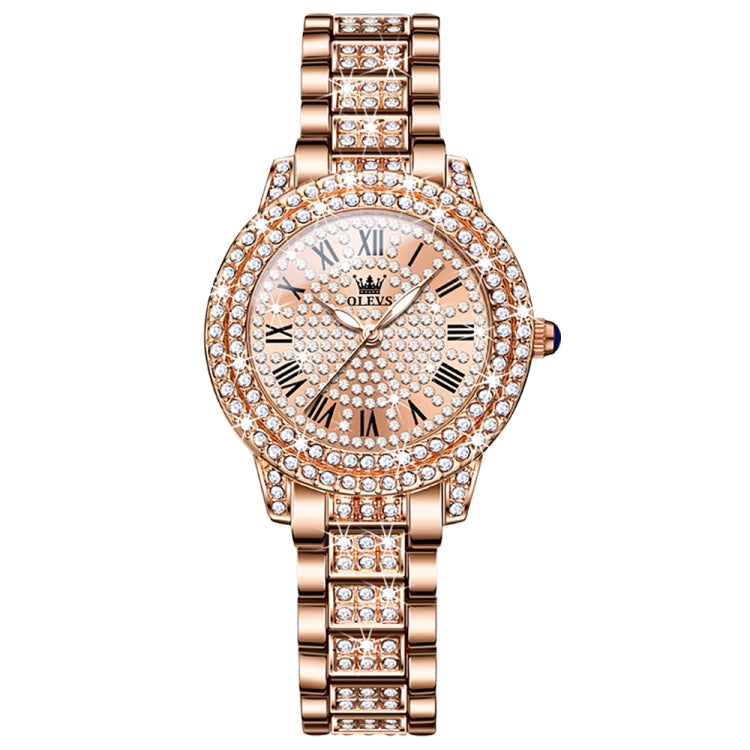 OLEVS 9943 Women Diamond Waterproof Quartz Watch(Rose Gold Diamond Face) - Metal Strap Watches by OLEVS | Online Shopping UK | buy2fix