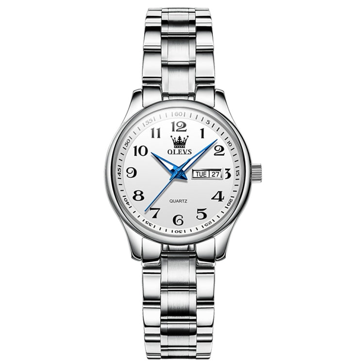 OLEVS 5567 Women Steel Strap Waterproof Quartz Watch(White + Silver) - Metal Strap Watches by OLEVS | Online Shopping UK | buy2fix