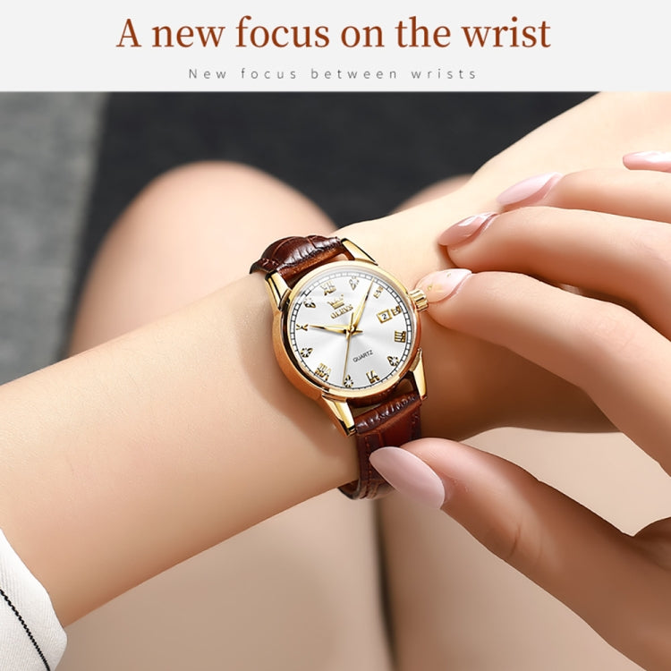 OLEVS 6896 Women Multifunctional Luminous Waterproof Quartz Watch(White) - Leather Strap Watches by OLEVS | Online Shopping UK | buy2fix