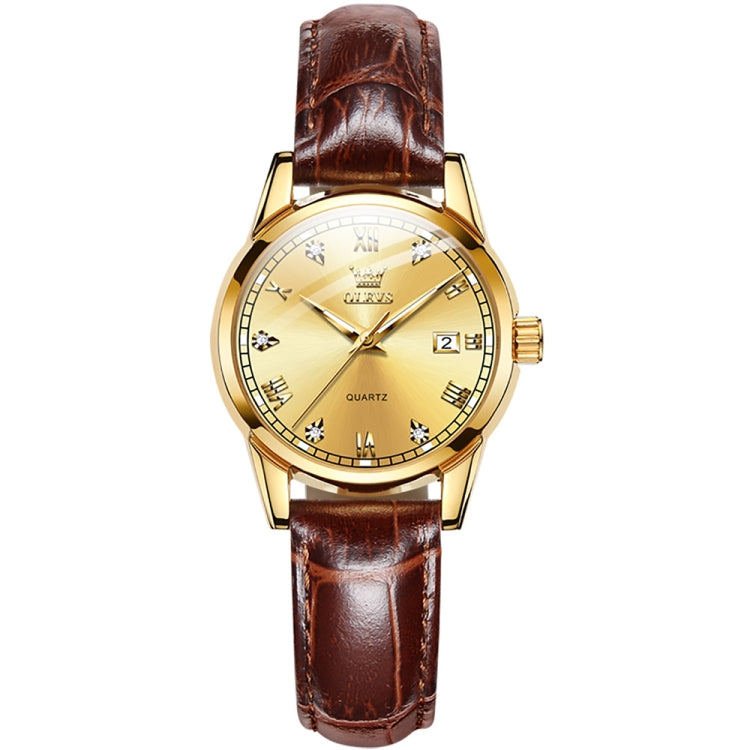 OLEVS 6896 Women Multifunctional Luminous Waterproof Quartz Watch(Gold) - Leather Strap Watches by OLEVS | Online Shopping UK | buy2fix