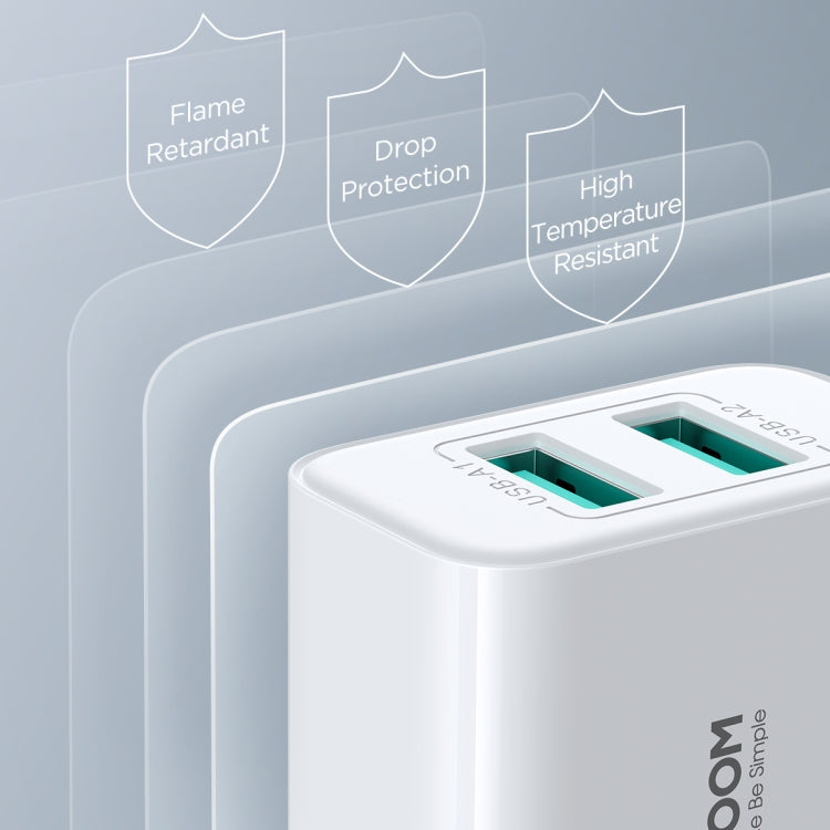 JOYROOM JR-TCN04 2.1A Dual USB Charger, Specification:US Plug - USB Charger by JOYROOM | Online Shopping UK | buy2fix