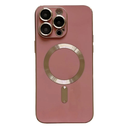 For iPhone 12 Pro Max Magsafe Plating TPU Phone Case with Lens Film(Rose Red) by buy2fix