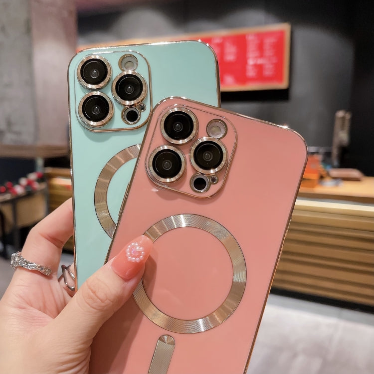 For iPhone 11 Magsafe Plating TPU Phone Case with Lens Film(Blue) by buy2fix