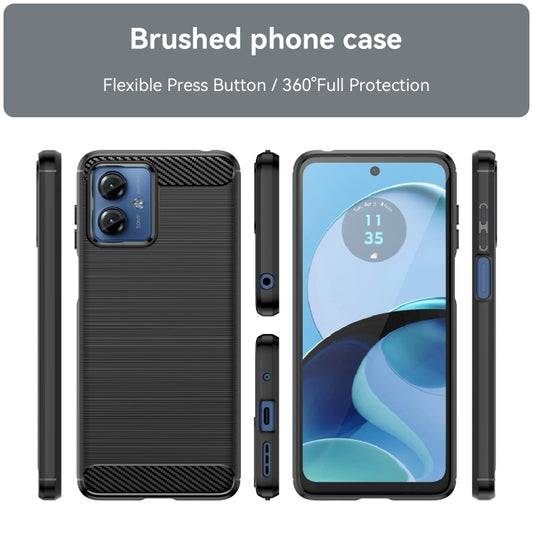 For Motorola Moto G14 Brushed Texture Carbon Fiber TPU Phone Case(Black) by buy2fix