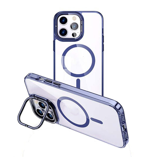 For iPhone 15 Pro Max MagSafe Magnetic Invisible Holder Transparent Phone Case(Blue) - iPhone 15 Pro Max Cases by buy2fix | Online Shopping UK | buy2fix