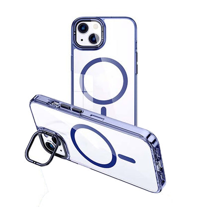 For iPhone 14 MagSafe Magnetic Invisible Holder Transparent Phone Case(Blue) - iPhone 14 Cases by buy2fix | Online Shopping UK | buy2fix