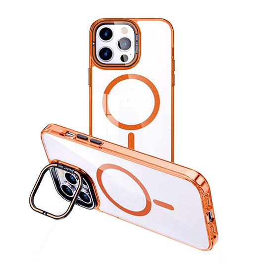 For iPhone 13 Pro MagSafe Magnetic Invisible Holder Transparent Phone Case(Orange) - iPhone 13 Pro Cases by buy2fix | Online Shopping UK | buy2fix