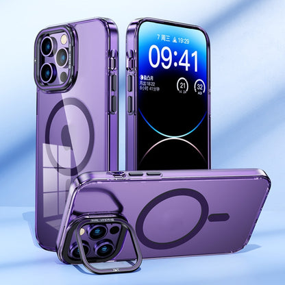 For iPhone 13 Pro Max MagSafe Magnetic Invisible Holder Transparent Phone Case(Purple) - iPhone 13 Pro Max Cases by buy2fix | Online Shopping UK | buy2fix