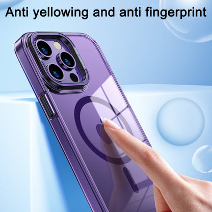 For iPhone 14 Plus MagSafe Magnetic Invisible Holder Transparent Phone Case(Pink) by buy2fix