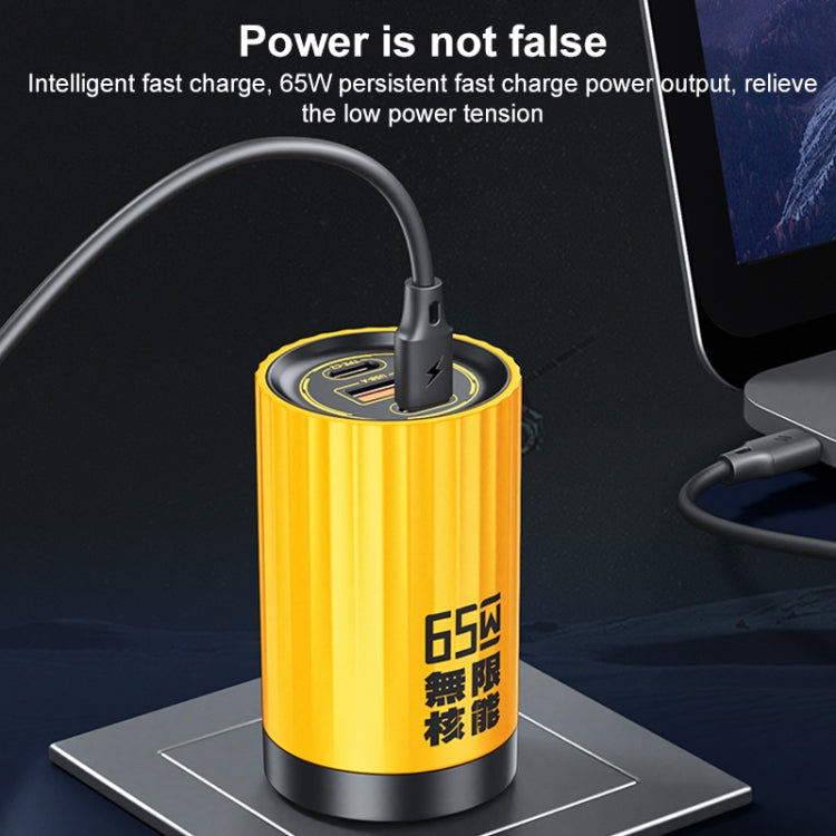 WK WP-U01 Mecha Series Energy Bar 65W Gallium Nitride Dual USB-C / Type-C + USB Charger, CN Plug(Yellow) - Multifunction Charger by WK | Online Shopping UK | buy2fix