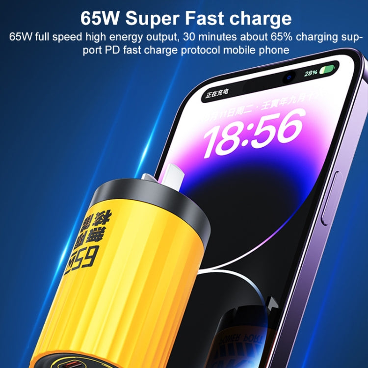 WK WP-U01 Mecha Series Energy Bar 65W Gallium Nitride Dual USB-C / Type-C + USB Charger, CN Plug(Yellow) - Multifunction Charger by WK | Online Shopping UK | buy2fix