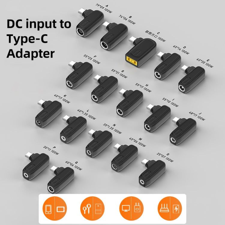 100W N 3.5X1.35mm Female to USB-C/Type-C Male Plug Charging Adapter - Universal Power Adapter by buy2fix | Online Shopping UK | buy2fix