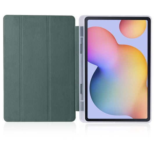 For Samsung Galaxy Tab S6 Lite P610 3-folding Horizontal Flip PU Leather + Shockproof TPU Case with Holder & Pen Slot(Pine Green) by buy2fix