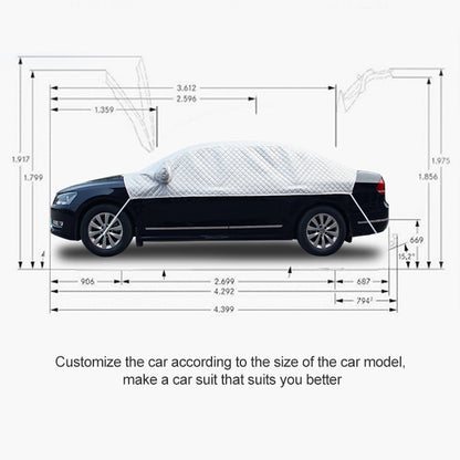 Car Half-cover Car Clothing Sunscreen Heat Insulation Sun Nisor, Plus Cotton Size: 3.6x1.6x1.5m - Aluminum Film PEVA by buy2fix | Online Shopping UK | buy2fix