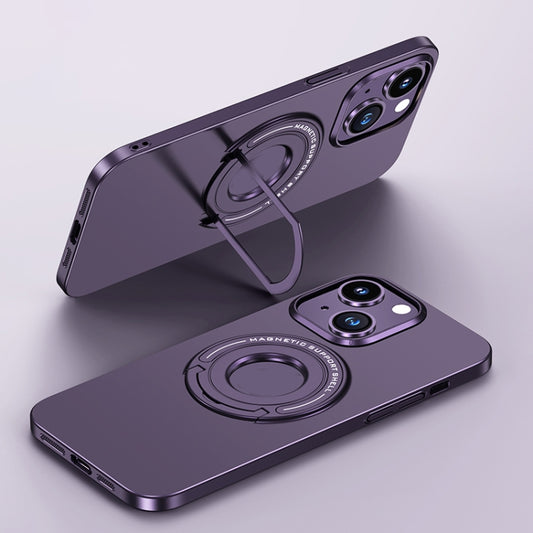 For iPhone 15 Plus Matte Magsafe Magnetic Phone Case with Trolley Holder(Night Purple) by buy2fix