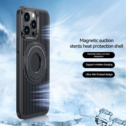 For iPhone 15 Pro Max Cooling MagSafe Magnetic Ring Holder Phone Case(Black) by buy2fix