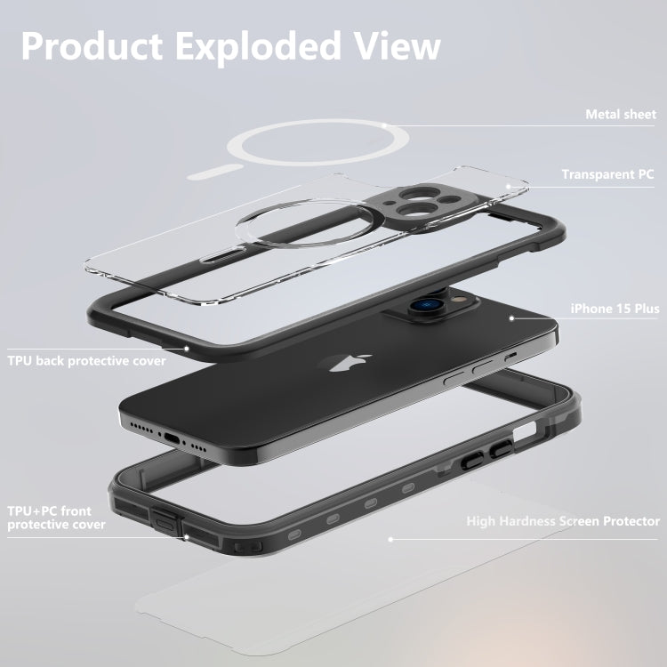 For iPhone 15 Plus RedPepper IP68 Waterproof MagSafe Phone Case(Black) - iPhone 15 Plus Cases by RedPepper | Online Shopping UK | buy2fix
