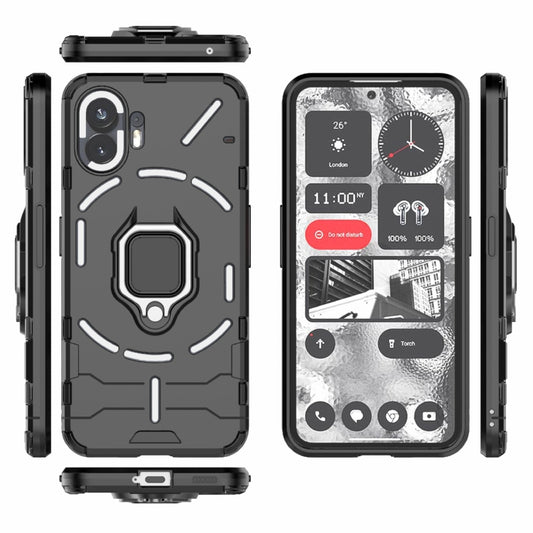 For Nothing Phone 2 Shockproof PC + TPU Holder Phone Case(Black) by buy2fix