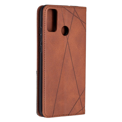 For Huawei Honor 9X Lite Rhombus Texture Horizontal Flip Magnetic Leather Case with Holder & Card Slots & Wallet(Brown) by buy2fix