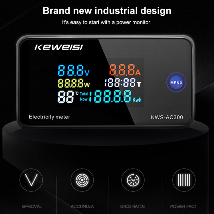 KWS-AC300-20A 50-300V AC Digital Current Voltmeter(Black) - Current & Voltage Tester by buy2fix | Online Shopping UK | buy2fix