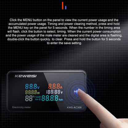 KWS-AC300-100A 50-300V AC Digital Current Voltmeter with Opening Transformer(Black) - Current & Voltage Tester by buy2fix | Online Shopping UK | buy2fix