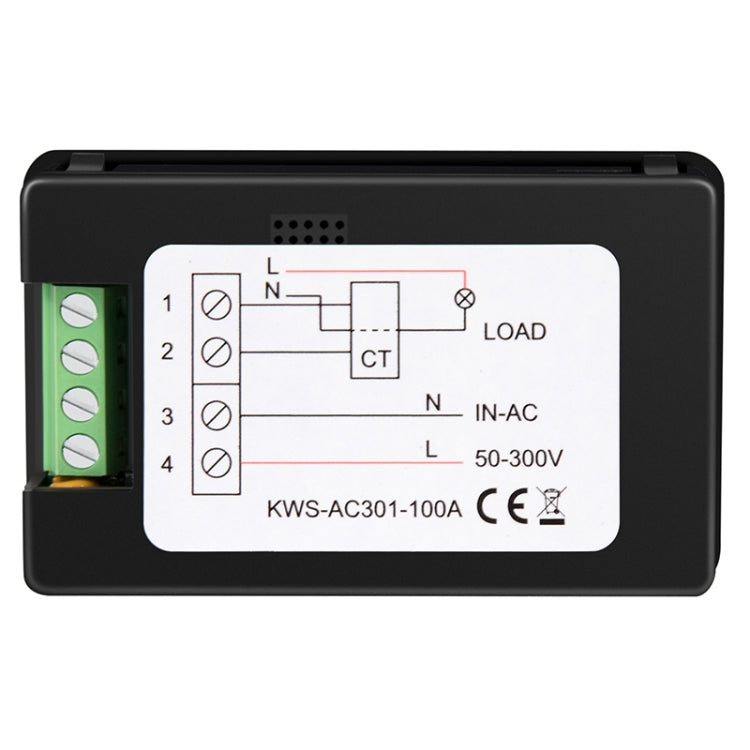 KWS-AC301-100A 50-300V AC Digital Current Voltmeter with Closed Transformer(Black) - Current & Voltage Tester by buy2fix | Online Shopping UK | buy2fix